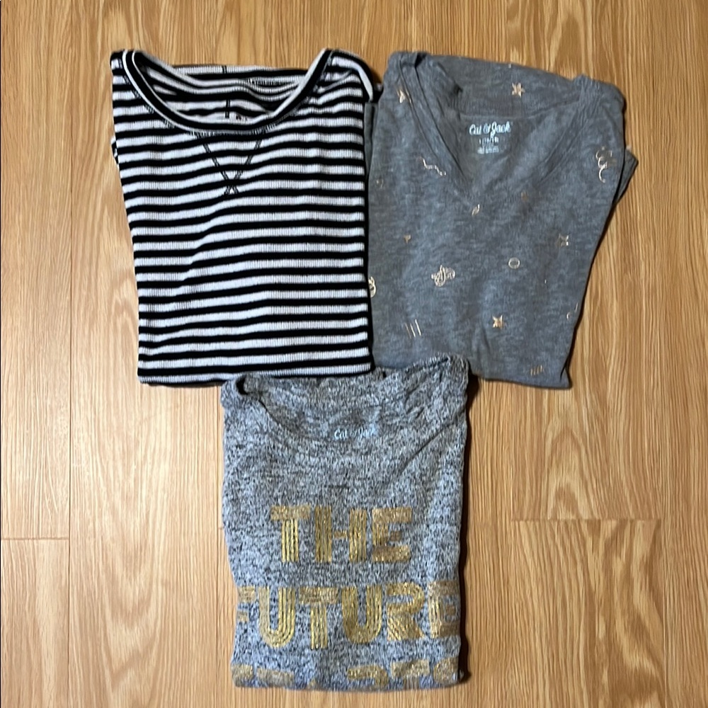 Lot of 3 Cat & Jack Long-Sleeve Tops, size L 10-12